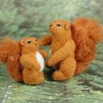 Tiny Fabric Red Squirrel Family